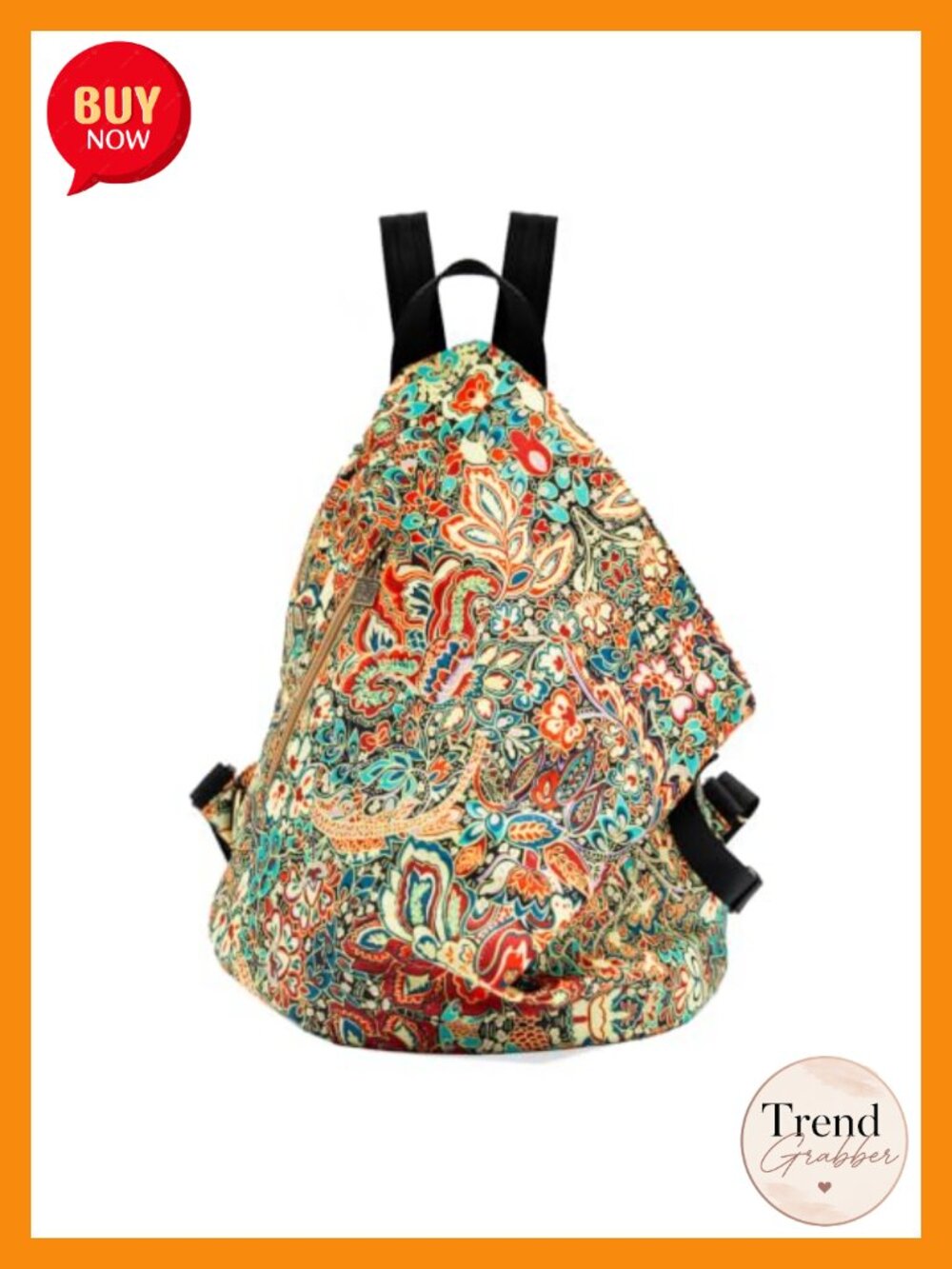 Boho Floral Convertible Backpack Purse, Lightweight Travel Daypack, Polyester,